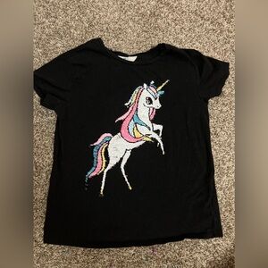 Girls H&M Flip Sequin Unicorn Tee